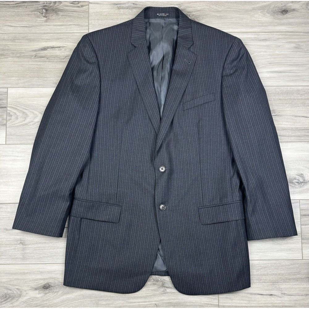 John Varvatos Star USA Men's 42 L Dark Grey Striped Wool Blazer Premium Tailored